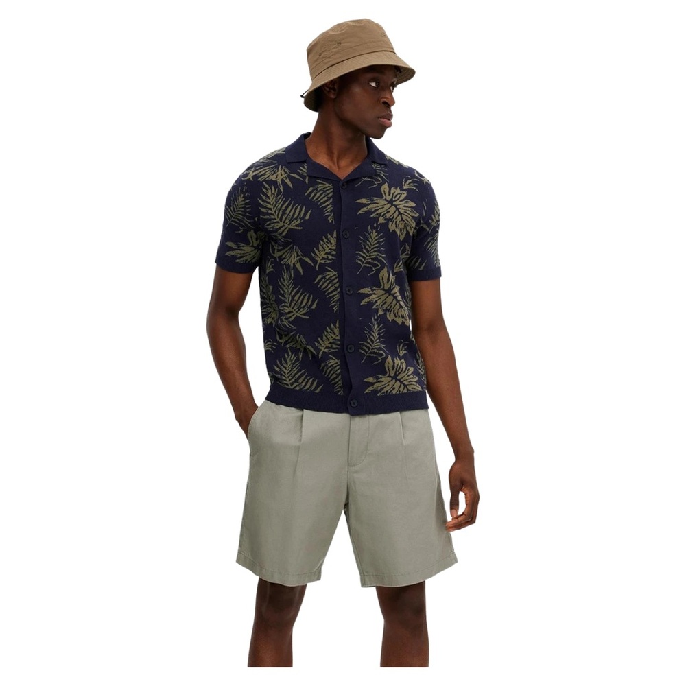 SELECTED HOMME Short Sleeve Tropical Knit Shirt Size XXL